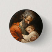 Jozef met het kind Jezus Ronde Button 3,2 Cm (Voorkant)