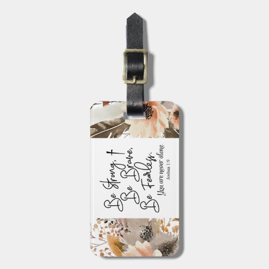 Jozua 19 Wees sterk, wees moedig Bijbelvers Bagagelabel (Voorkant verticaal)