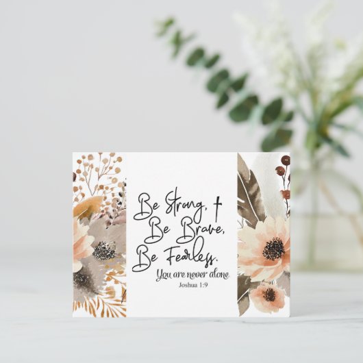 Jozua 19 Wees sterk, wees moedig Bijbelvers Briefkaart (Staand voorkant)