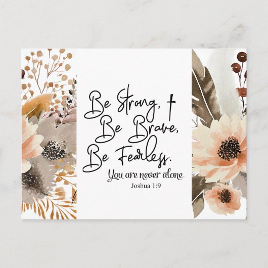 Jozua 19 Wees sterk, wees moedig Bijbelvers Briefkaart (Voorkant)