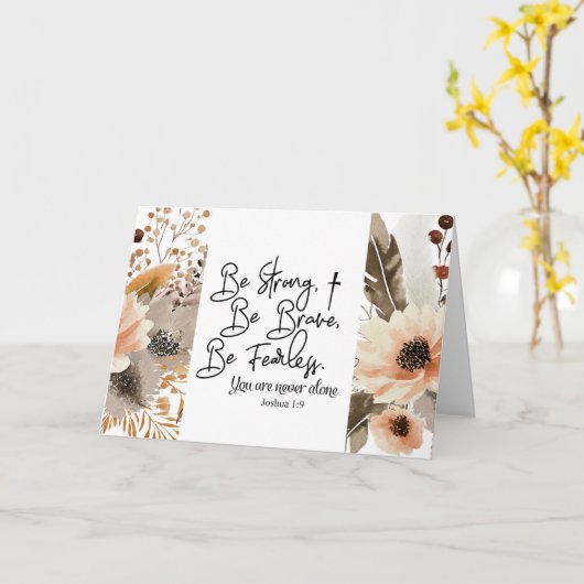 Jozua 19 Wees sterk, wees moedig Bijbelvers Kaart (Gele Bloem)