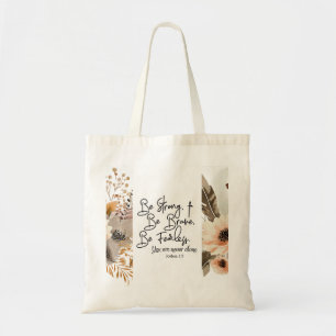 Jozua 19 Wees sterk, wees moedig Bijbelvers Tote Bag