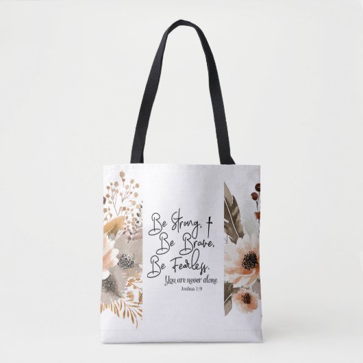 Jozua 19 Wees sterk, wees moedig Bijbelvers Tote Bag (Voorkant)