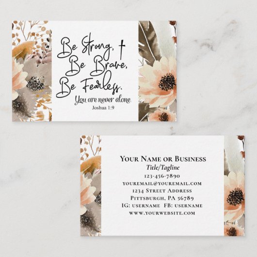 Jozua 19 Wees sterk, wees moedig Bijbelvers Visitekaartje (Voorkant / Achterkant)