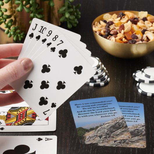 Jozua 1:9 Bijbelvers met een berg Uitzicht Pokerkaarten (Insitu)