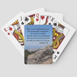 Jozua 1:9 Bijbelvers met een berg Uitzicht Pokerkaarten