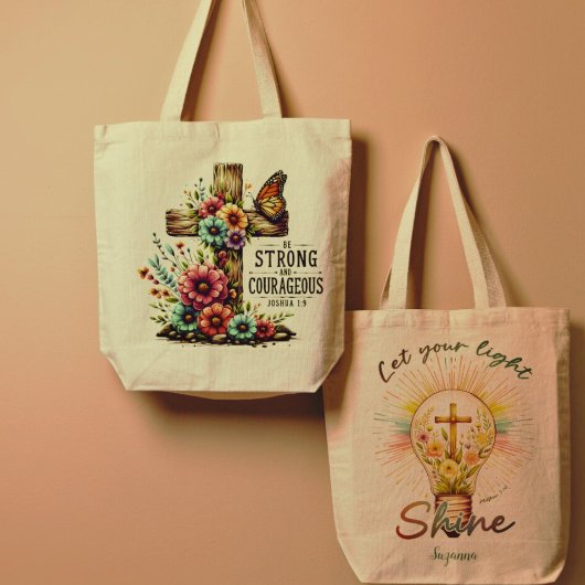 Jozua 1:9 | Matteüs 5:16 Bijbelcitaten Tote Bag