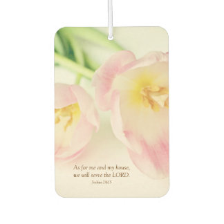 Jozua 24:15 Bijbelvers Vintage Roze Tulpen Luchtverfrisser