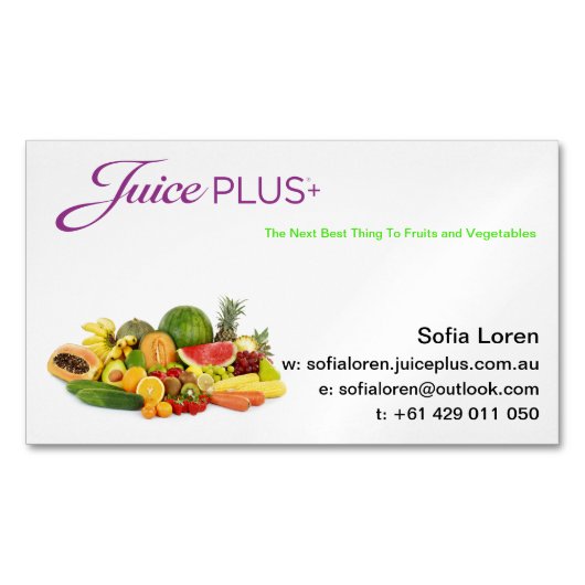 JP+ Magnet Fresh Fruit Paars Logo (Aanpassen) Visitekaartje Magneet (Voorkant)