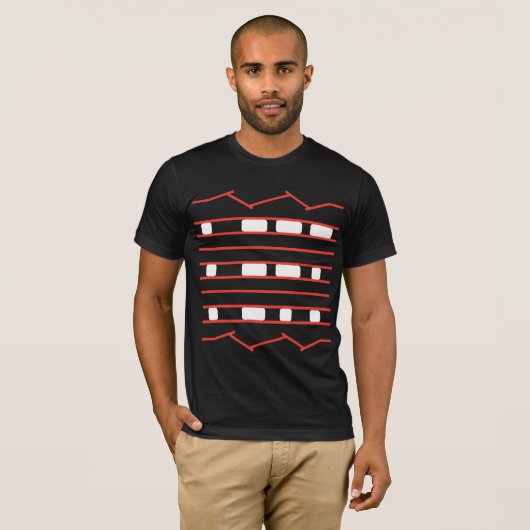 JPL Curiosity Rover Tire Print Red & White T-shirt (Voorkant volledig)