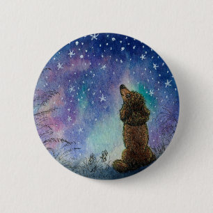 JPodle dog kijkt naar de inspiratie van de sterren Ronde Button 5,7 Cm