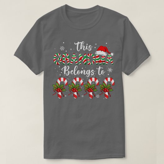 Jqql Grandma Santa Hat Kerstkerstfeest Snoep T-shirt (Design voorkant)