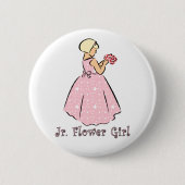 Jr. Bloemenmeisje Wedding ID Button (Voorkant)
