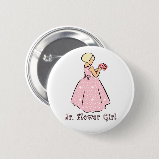 Jr. Bloemenmeisje Wedding ID Button (Voorkant /achterkant)