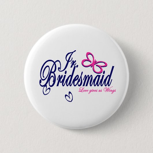 Jr. Bridesmaid/Butterfly Theme Ronde Button 5,7 Cm (Voorkant)
