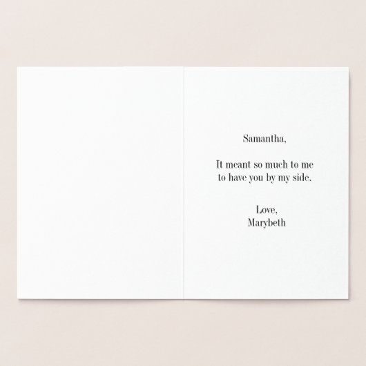 Jr Bridesmaid Hartelijk dank voor de Gold Foil car Folie Kaarten (Binnen)