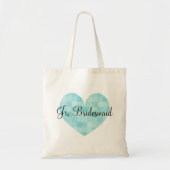 Jr Bridesmaid turquoise mosaic tile hart canvas ta Tote Bag (Voorkant)