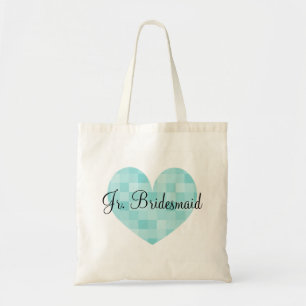 Jr Bridesmaid turquoise mosaic tile hart canvas ta Tote Bag