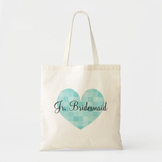 Jr Bridesmaid turquoise mosaic tile hart canvas ta Tote Bag (Voorkant)
