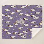JRT PRT Terriers dogs tennisballen patroon paars Sherpa Deken (Voorkant (horizontaal))