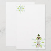 JRT Santa Dog | Groene Kerst | Monogram Briefpapier (Voorkant / Achterkant)