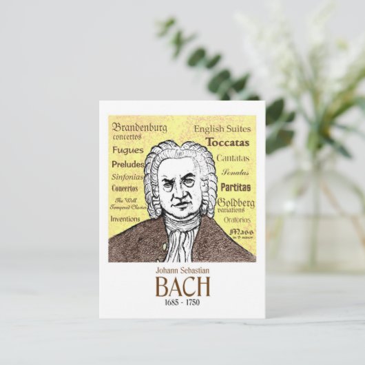 JS Bach briefkaart (Staand voorkant)