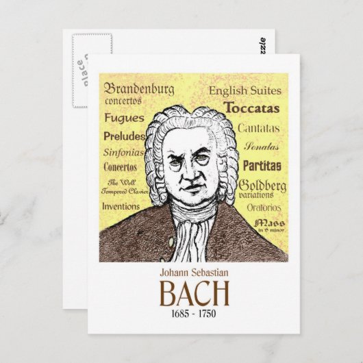 JS Bach briefkaart (Voorkant / Achterkant)