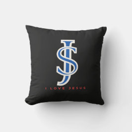 JS Ik hou van Jezus Typografie Kunst Buitenkussen