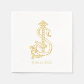 JS Monogram SJ Monogram Bruiloft Servetten (Voorkant)