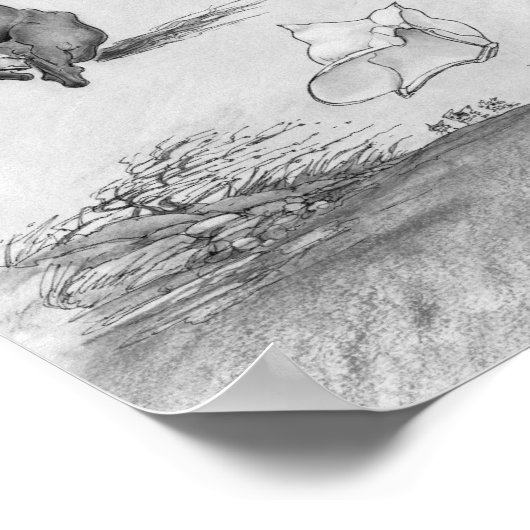 JT08 "Een stille hack" zwart-wit Poster (Hoek)