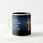 Juan 11:25b Taza Con Verso Biblico Tweekleurige Koffiemok (Voorkant links)