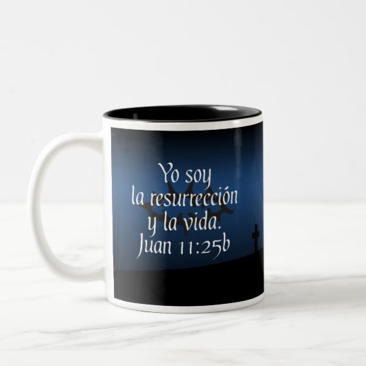 Juan 11:25b Taza Con Verso Biblico Tweekleurige Koffiemok (Links)