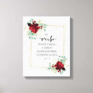 Juan 1 14, Spanish bible verse Canvas Afdruk