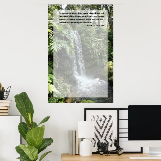 Juan 4:13 con Cascada Poster (Thuiskantoor)