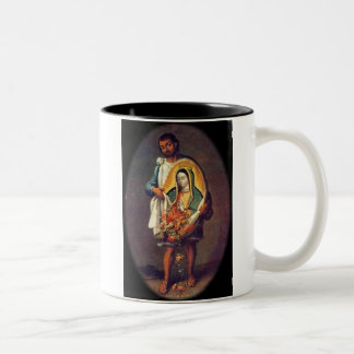 Juan Diego met de Guadalupe Tilma-Mok Tweekleurige Koffiemok