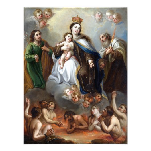 Juan Francisco de Aguilera The Virgin of Carmen Po Foto Afdruk (Voorkant)