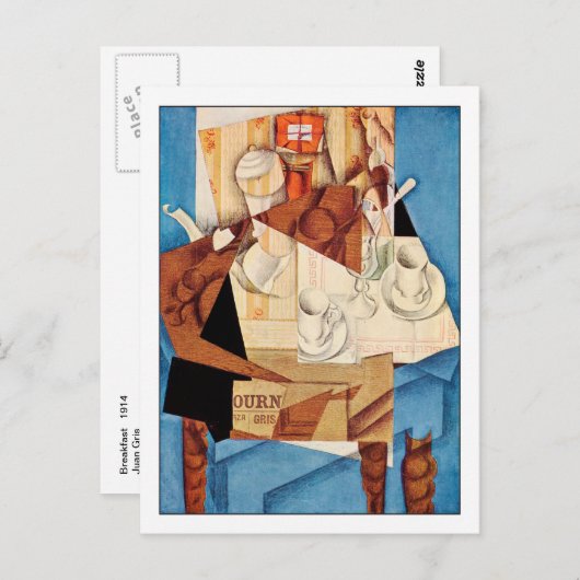 Juan Gris Breakfast Fine Art Briefkaart (Voorkant / Achterkant)