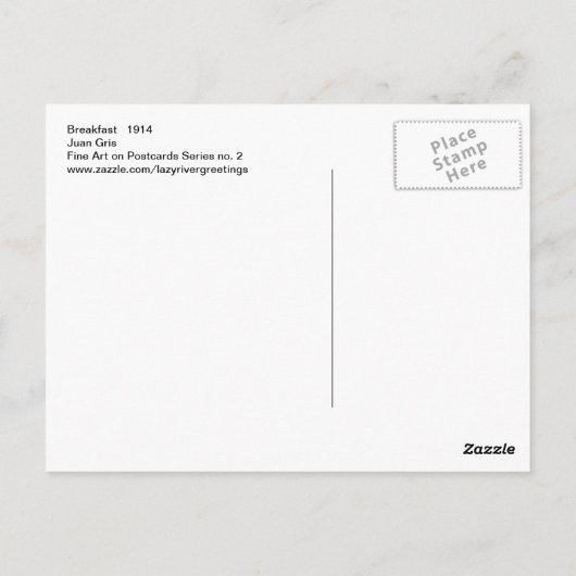 Juan Gris Breakfast Fine Art Briefkaart (Achterkant)