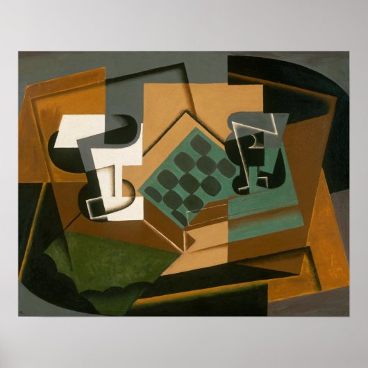 Juan Gris - Chessboard, Glass en Dish Poster (Voorkant)