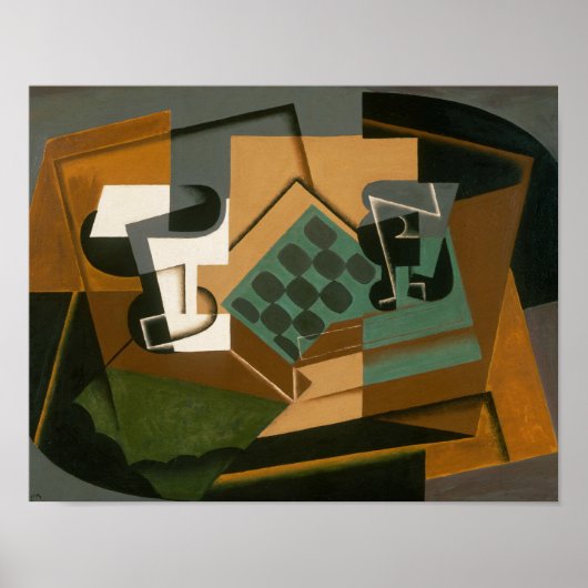 Juan Gris - Chessboard, Glass en Dish Poster (Voorkant)