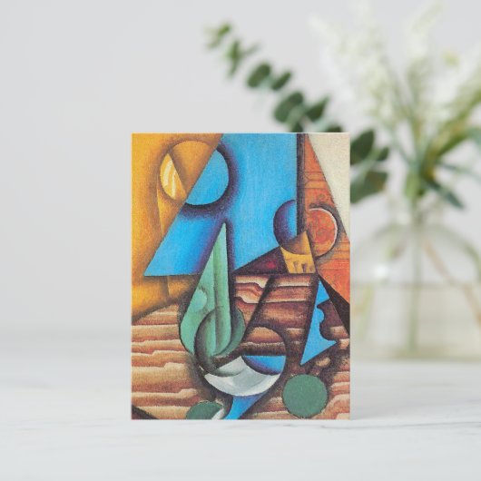 Juan Gris - Fles & Glass op tafel Abstract art Briefkaart (Staand voorkant)