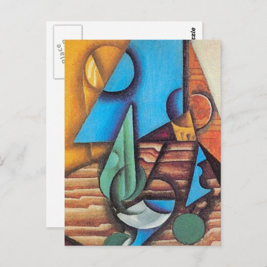 Juan Gris - Fles & Glass op tafel Abstract art Briefkaart (Voorkant / Achterkant)