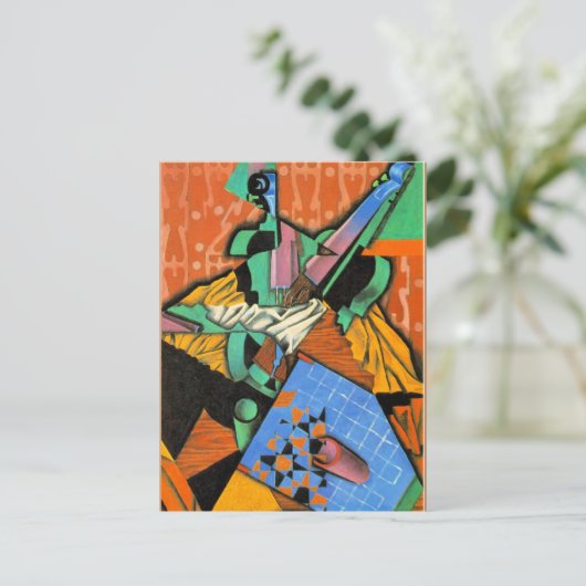 Juan Gris - Foto van Violin and Checkerboard Feestdagenkaart (Staand voorkant)