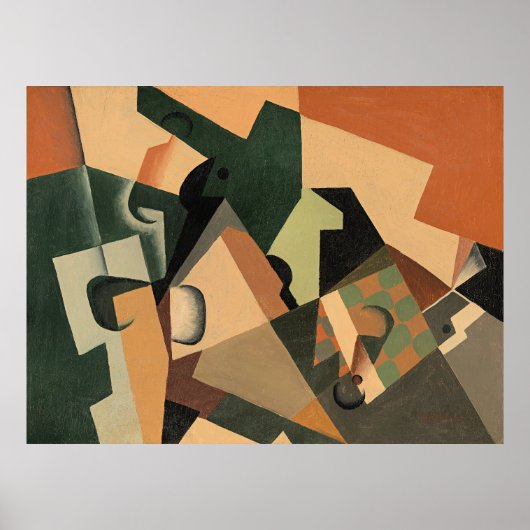 Juan Gris - Glas en dambord, Poster (Voorkant)