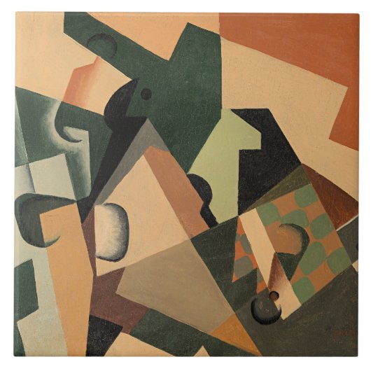 Juan Gris - Glas en Dambord, Tegeltje (Voorkant)