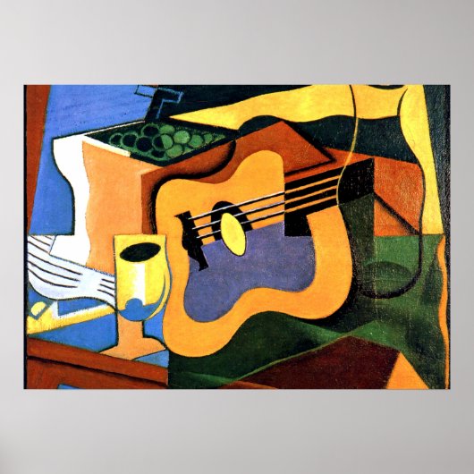 Juan Gris - Guitar en Fles Poster (Voorkant)
