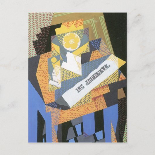 Juan Gris - Kranten en fruitkom Briefkaart (Voorkant)