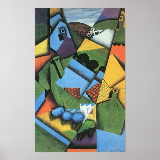 Juan Gris - Landschap met huizen in Ceret Poster (Voorkant)