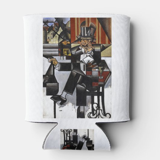Juan Gris Man in een Cafe Blikjeskoeler (Achterkant)