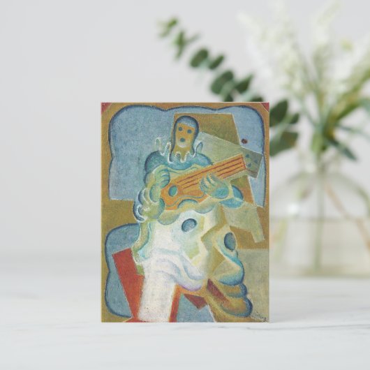 Juan Gris - Pierrot die gitaar speelt Briefkaart (Staand voorkant)
